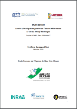 ÉTUDE SOCLIM “Savoirs climatiques et gestion de l’eau en Rhin-Meuse – Le cas du Massif des Vosges ” Synthèse du Rapport Final