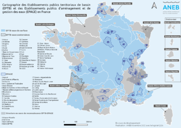 Carte des EPTB et des EPAGE en France