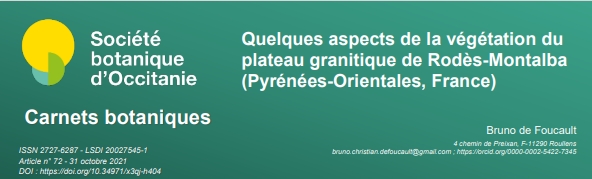 Quelques aspects de la végétation du  plateau granitique de Rodès-Montalba (Pyrénées-Orientales, France)