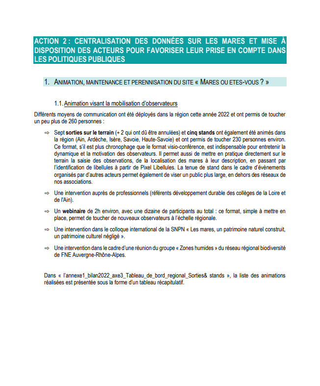 ACTION 2 : CENTRALISATION DES DONNÉES SUR LES MARES ET MISE À DISPOSITION DES ACTEURS POUR FAVORISER LEUR PRISE EN COMPTE DANS LES POLITIQUES PUBLIQUES