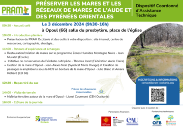 INVITATION A LA JOURNÉE D’ÉCHANGES SUR LA PRÉSERVATION DES MARES DE L’AUDE ET DES PYRÉNÉES-ORIENTALES