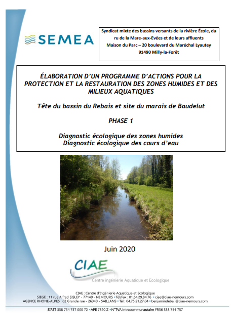 ÉLABORATION D’UN PROGRAMME D’ACTIONS POUR LA  PROTECTION ET LA RESTAURATION DES ZONES HUMIDES ET DES  MILIEUX AQUATIQUES – TÊTE DU BASSIN DU REBAIS ET SITE DU MARAIS DE BAUDELUT