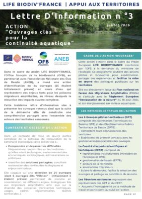LIFE BIODIV’FRANCE : Lettre d’information n°3